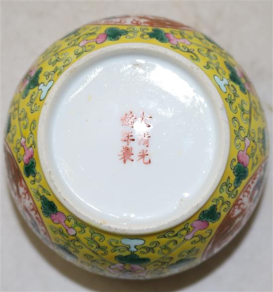 A Straits Chinese yellow ground chupu and cover, Guangxu six character mark and of the period (1875-1908), height 12.7cm